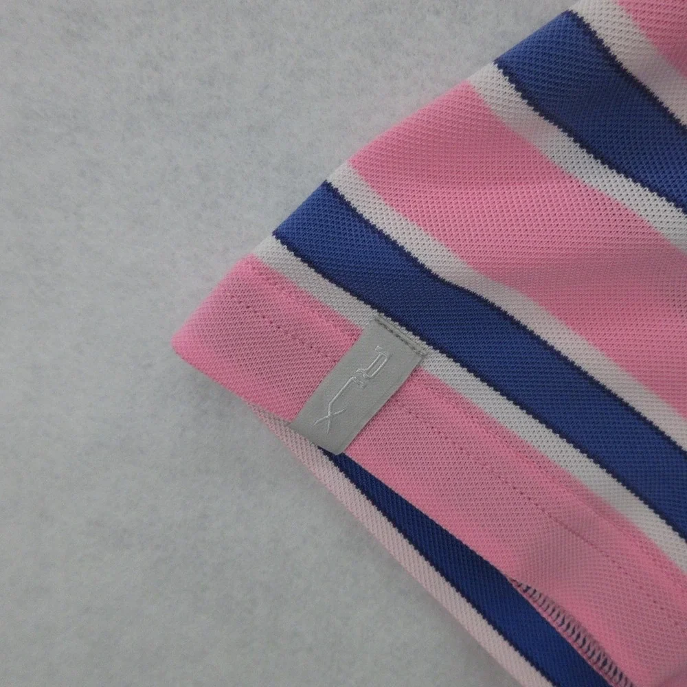 RLX Ralph Lauren Polo Shirt Mens Large Pink Striped Nicklaus North Whistler Golf